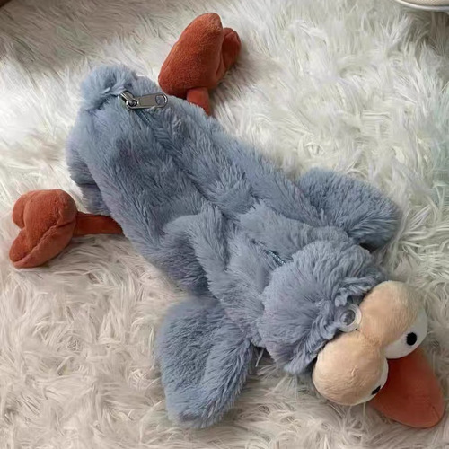 Japanese cartoon bird plush pen bag, cute animal soft and lovable healing toy pen bag, middle school student stationery storage bag