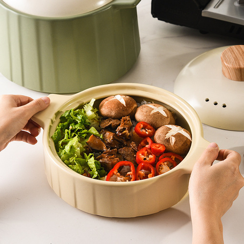 Wood grain casserole stew pot household gas special ceramic high temperature resistant stone pot gas stove large and small clay pot rice soup