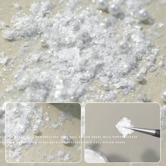 Cross-border nail art diamond mica powder ultra-thin glitter sequins pure white transparent brocade powder Japanese opal powder wholesale