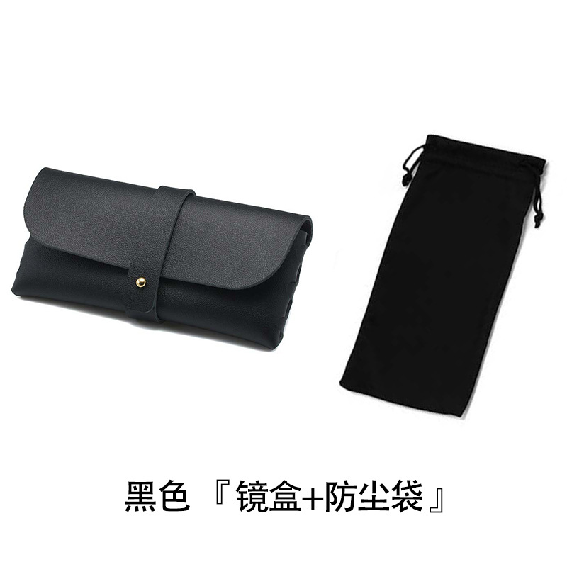 Venta al por mayor bajo foco gafas de sol caja gafas embalaje negro caja suave gafas bolsa al por mayor moda cuero caja conjunto completo fabricante