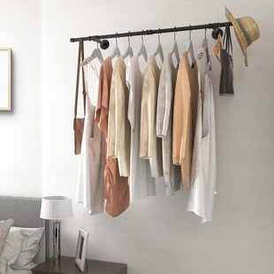 Wall Mounted Hanger Clothes Rod Industrial Pipe Closet Rod Metal Hanging Rod for Closet Multifunctional Hanging Rod