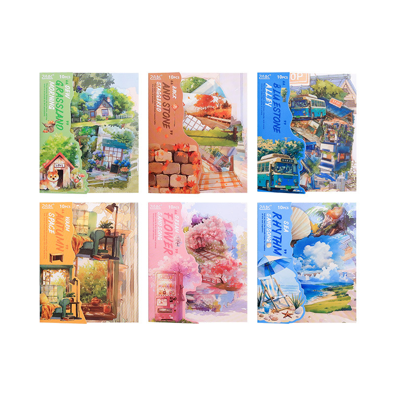 Naturaleza transparente impermeable pet paisajismo paquete diario pegatinas de libro de mano pegatinas de calle natural transfronterizas pegatinas