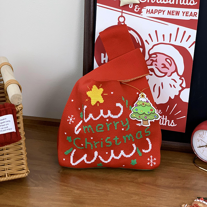 Bolsas de tejido de Navidad al por mayor bolsas de regalo de Nochebuena bolsas de dulces bolsas de regalo de empresa bolsas de mano creativas