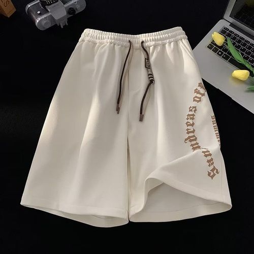 American Street Print Casual Shorts for Men, Summer, Niche Design Brand, Straight Leg Wide Leg Sports Five-Finger Shorts