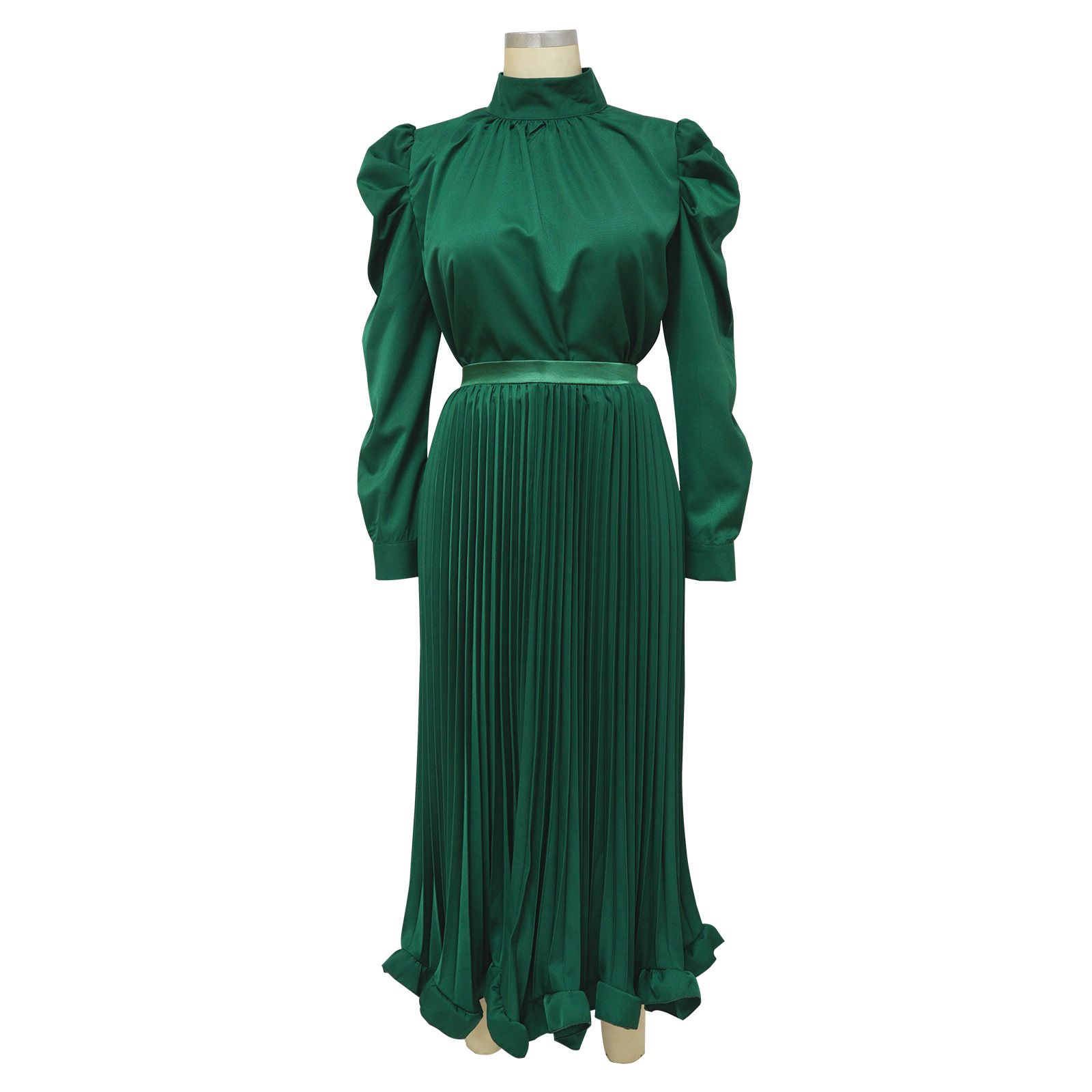 Abbigliamento da donna Top con maniche a sbuffo Gonna plissettata con volant Set due pezzi_voghion.com