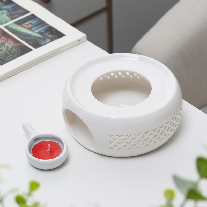 Té estufa vela restaurante Hotel hogar base de cerámica chino hueco aislamiento calefacción vidrio fruta flor tetera