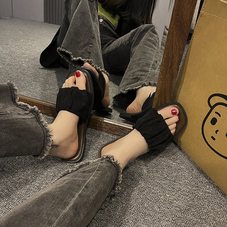 Sommer Neue Flache Hausschuhe Frauen S Oberbekleidung Eine Linie Sandalen Heels Für Schwangere Bequeme Und Stilvolle Karree Schuhe_voghion.com