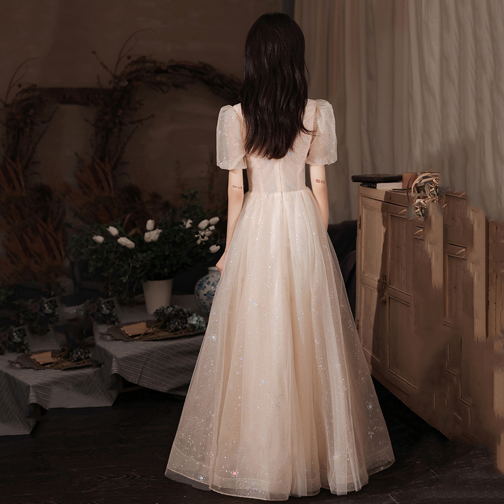 Women's Clothing Elegant Evening Gown For Women Style Student Vocal Performance Dress Temperamental Host Dress_ecoleips.com