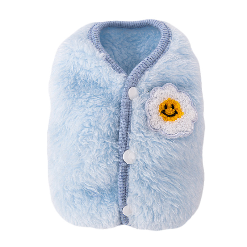 Otoño y invierno perros cachorros pequeños perros adorables macaron chaleco de lana de flores de sol gato ropa de perro