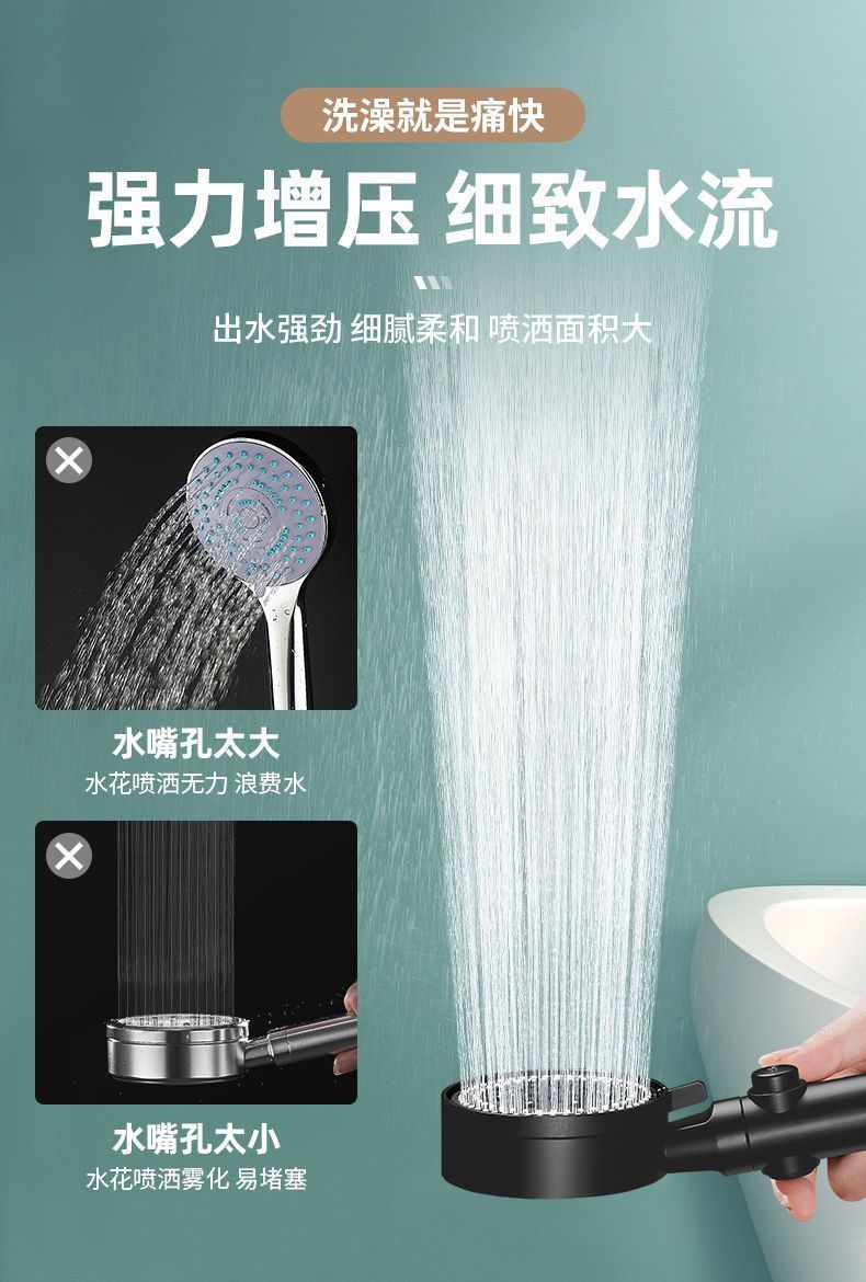Enhanced pressurized shower head, universal high-pressurized household water heater, essential set for bathing at home undefined