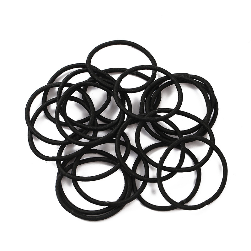 Cross-border basic 3mm black high elasticity seamless hair tie rubber band hair accessory DIY versatile base hair tie
