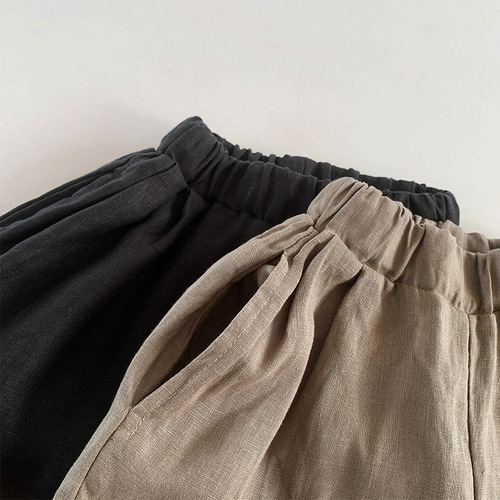 Children's summer new unisex Korean-style loose cotton linen five-pocket pants for kids seven-year-old trendy kids' pants