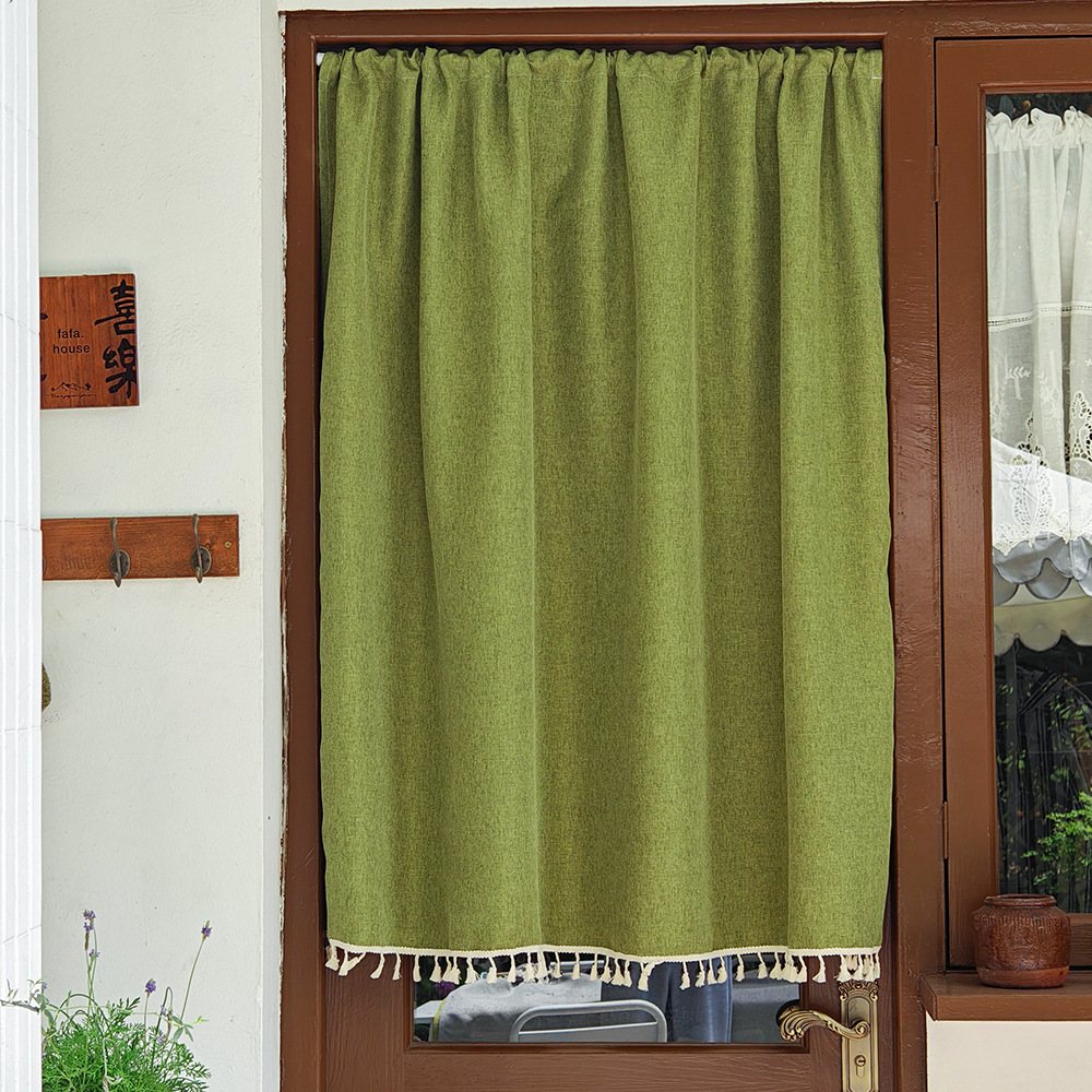 Cotton and Linen Wind Door Curtains Without Punching, Home Bedroom Partition Curtains, Summer Air-Conditioning Windshield Curtains, Toilet Kitchen Curtains