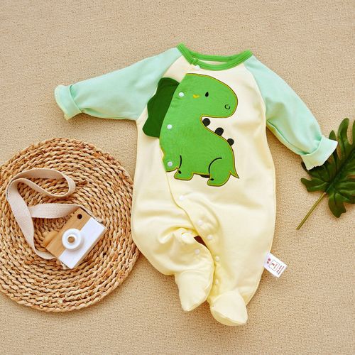 Cross-border 2024 Fang Ying Spring and Autumn new baby foot-covering jumpsuit long-sleeved * cotton one-piece crawling suit 3-12