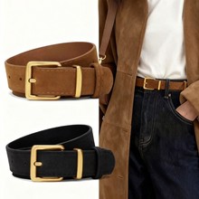 美拉德高级感绒面针扣腰带轻奢复古女士时尚皮带百搭装饰牛仔裤带