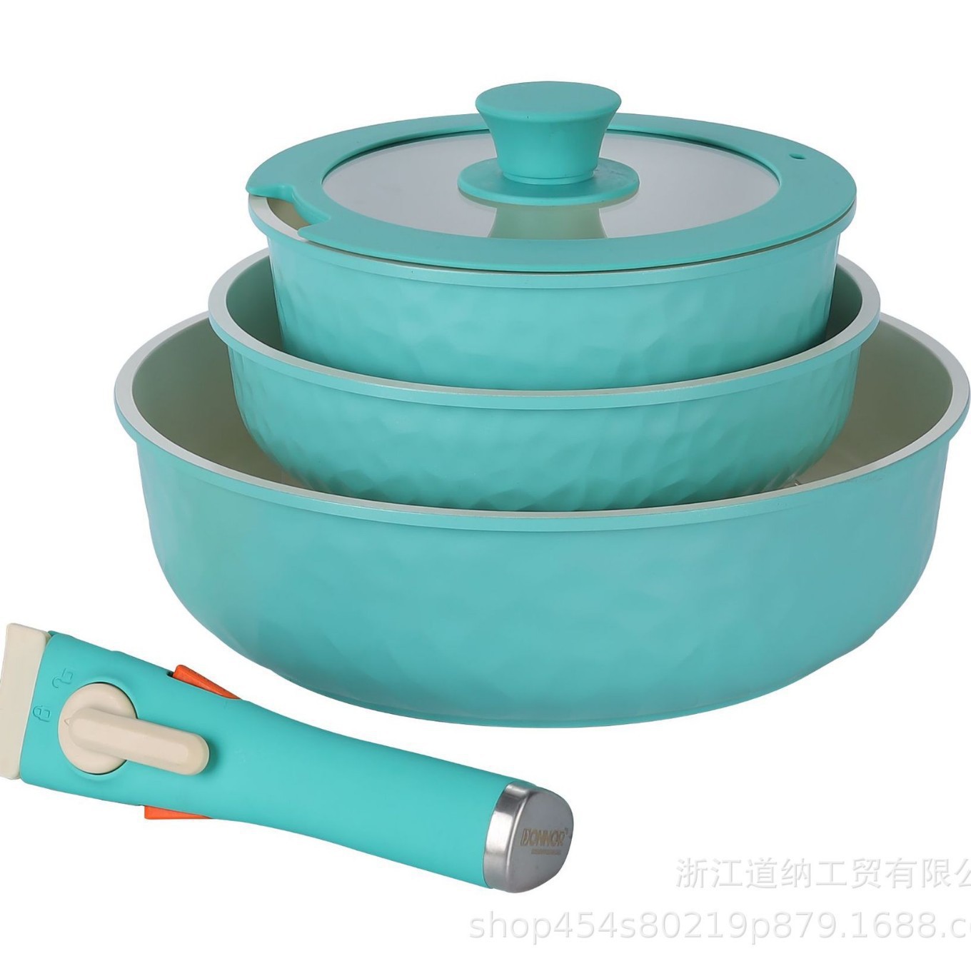 Juego de utensilios de cocina Donnor de estilo lujoso con mango desmontable, superventas para comercio exterior, compatible con cocinas de inducción, olla de fondo multicapa.