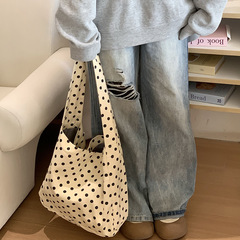 キャンバスバッグ新型大容量小衆カジュアルins百合特バッグ波点シングルショルダーバッグ