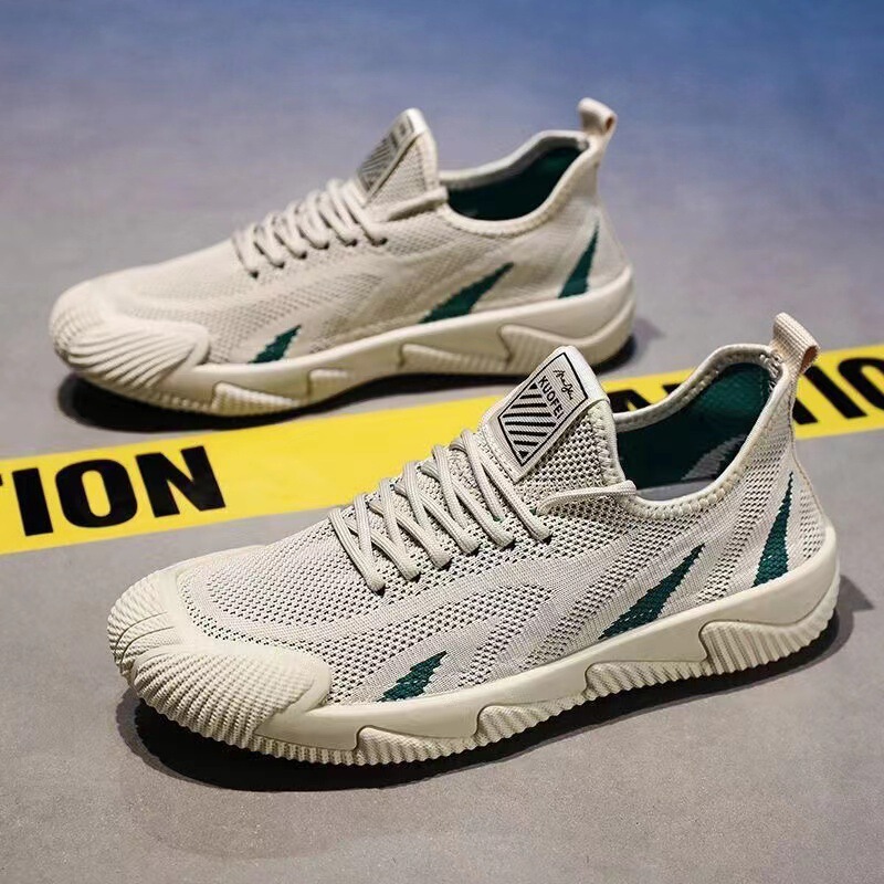 Men's Shoes Summer Breathable Lightweight Anti-Odor Mesh Sports Shoes Fly-Knit Men's Soft-Soled Casual Slip-On Shoes Dad Shoes