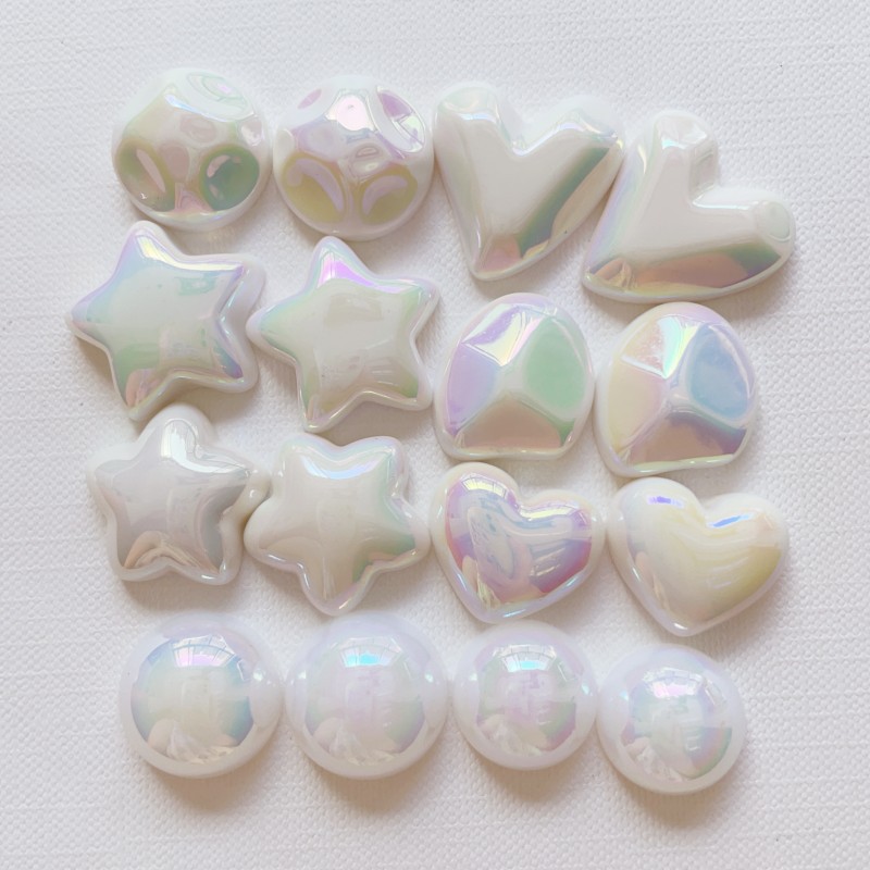 高品质炫彩五角星不规则圆形几何树脂贴片 气质耳钉手机壳diy材料