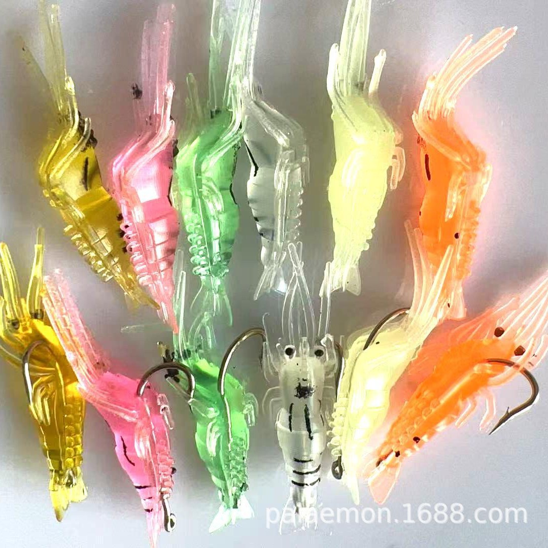 Multicolor Transparent Small Grass Shrimp Fishing Bait Lure Night Light Fake Bait with Hook 1.2g with Hook 1.5g 4cm