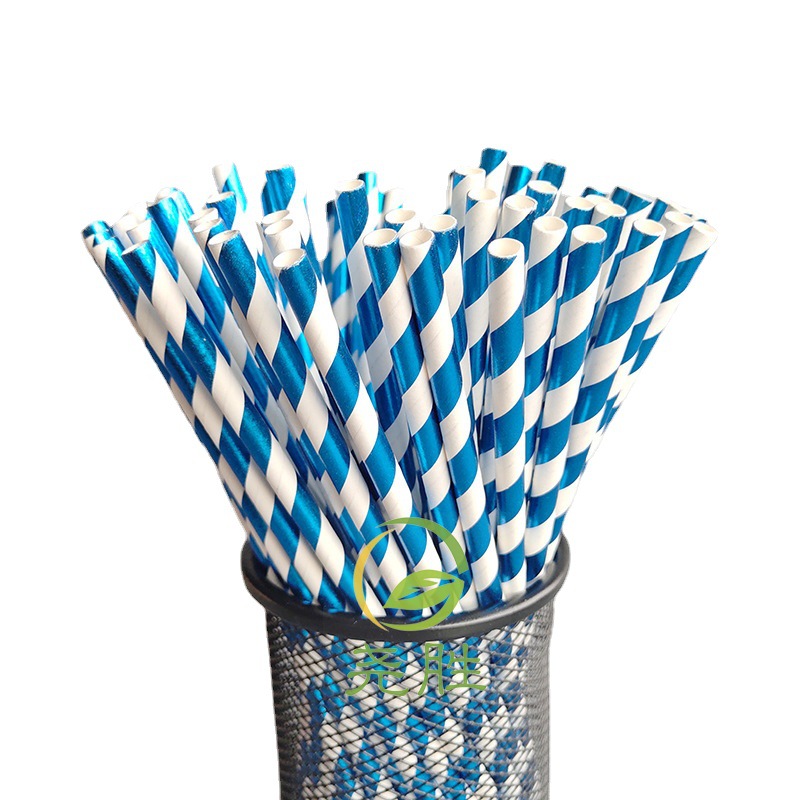 Papel degradable desechable película de paja dorado color papel paja fiesta pastelería decoración bebida paja