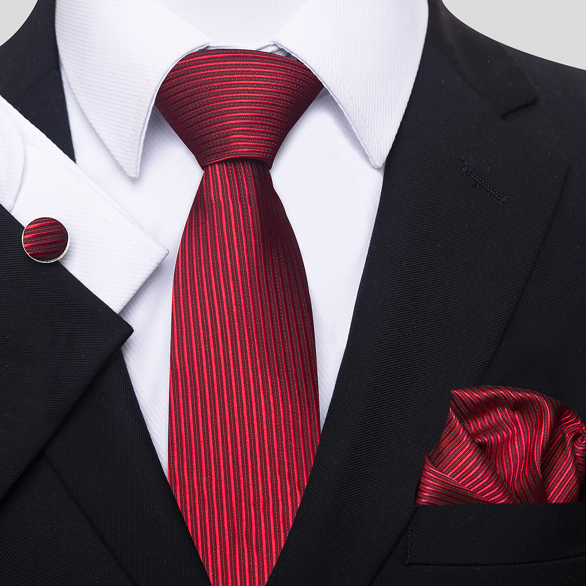 Juego de Corbata de Rayas para Hombre Set de 3 piezas de Rayón, para Bodas y Negocios