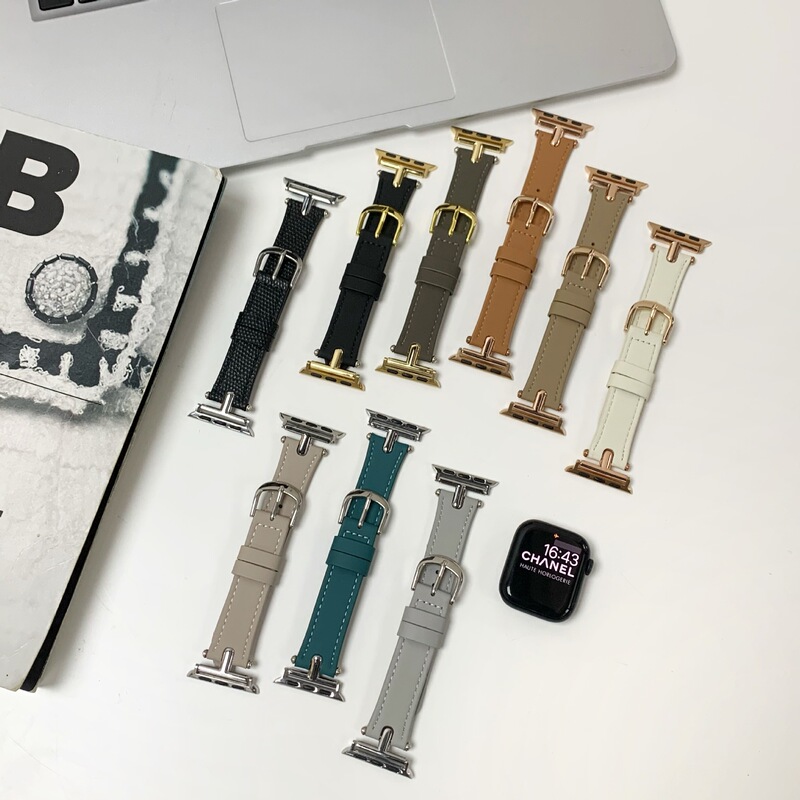 T Metal Calf Leather Strap for Apple Watch iwatch10 Generation 987654Ultra/SE T Metal Calf Leather Strap for Apple Watch iwatch10 Generation 987654Ultra/SE