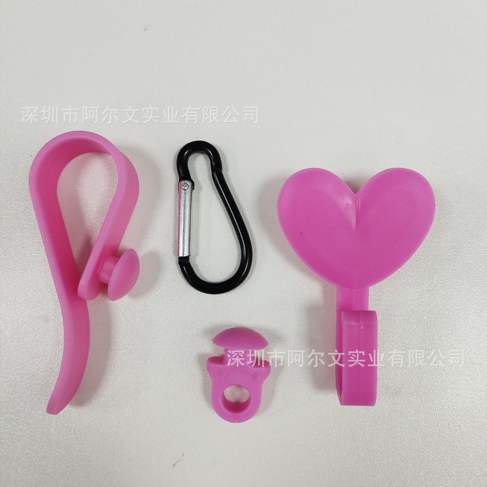 핑크 러브 후크 + 후크 + 핑크 버섯 머리 + 카라비너