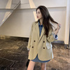 2021 Early Autumn new pattern British style Mid length version skin colour Small suit lady senior temperament coat