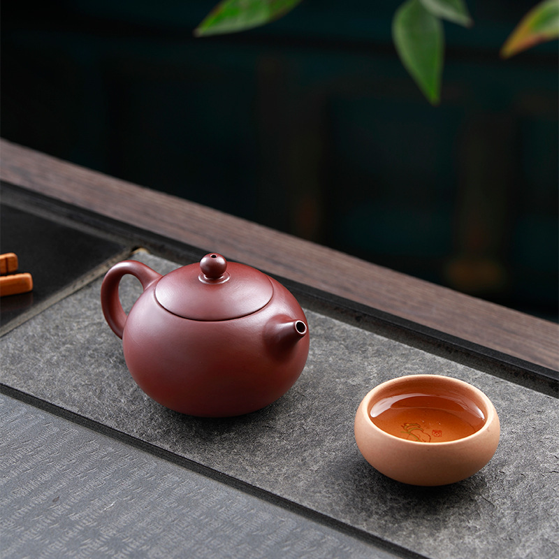 潮州朱泥壶紫泥壶单壶小容量茶壶可断水手工整口茶壶功夫茶具茶壶