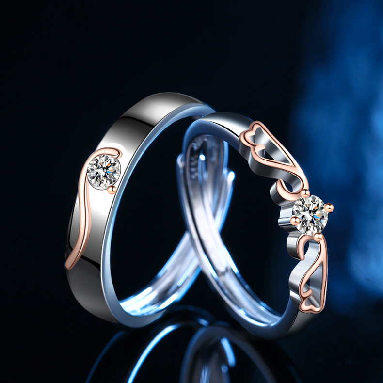 Angel Wings Couple Ring Men And Women A Pair Of Angel Wings To The Ring Ring Opening Can Be Adjusted One Piece Of Hair
