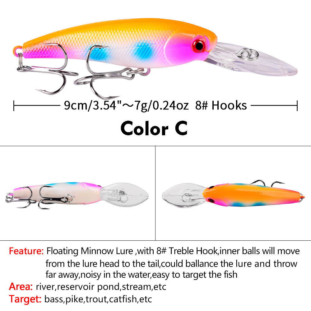 Sinking Minnow Fishing Lures  Haed Baits Fresh Water Bass Swimbait Tackle Gear