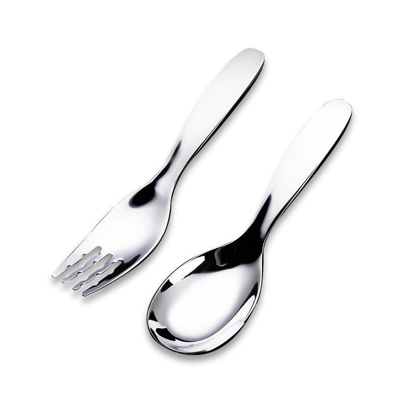 Cuchara de acero inoxidable 316 engrosada cuchara para niños cuchara plana del hogar chino bebé comiendo cuchara corta tenedor