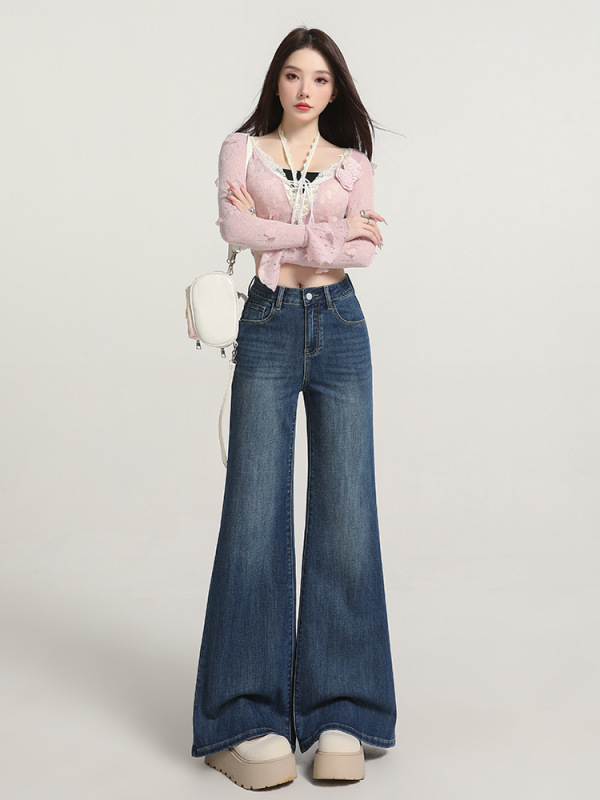 微喇牛仔裤女2025秋季新款流行高腰阔腿宽松显瘦不贴腿喇叭裤子|undefined
