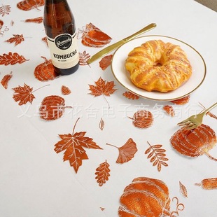 Amazon Cross-Border New Product Halloween Table Flag Thanksgiving Pumpkin Hot Orange Leaves Table Decoration Tablecloth