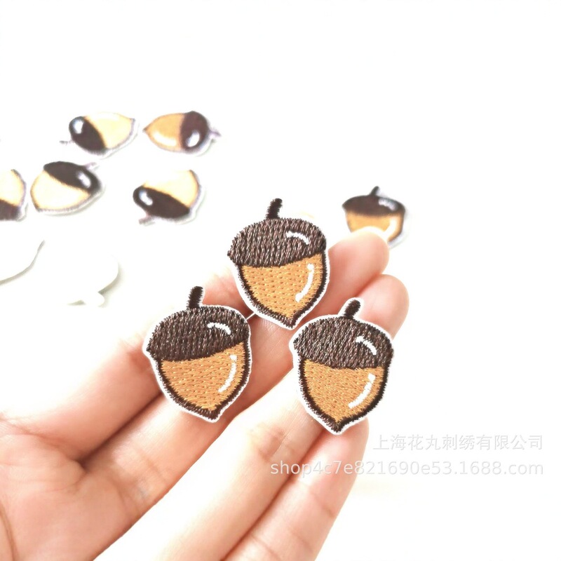 Flower Pills Embroidery Small Chestnut Acorn Embroidery Stickers Clothes Bag Hat Patch Stickers Hand Account DIY Cloth Stickers