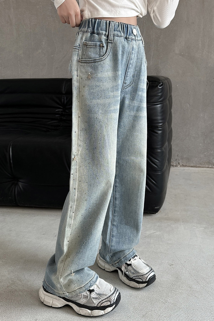 Rhinestone Jeans New Children's Miscellaneous European And American Jeans_viptrois.com