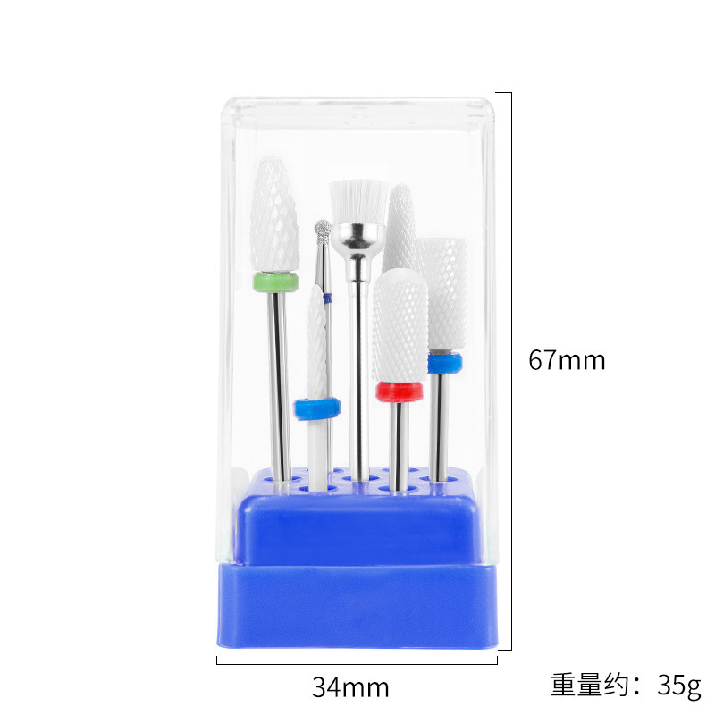 Molienda cabeza uñas tungsteno acero cerámica aleación 7 unidades traje delantero removedor de uñas esmalte de uñas exfoliante Herramientas de limpieza