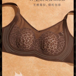 春夏新品-朦胧高级感网纱V领文胸细腻亲肤立体水晶杯豹纹美背5620