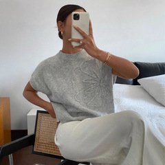 欧米のクロスボーダーアマゾンの春夏の新型はやせている純色のプリントの女性のニットの気質の女性のジャカードのクロスボーダーを現します。