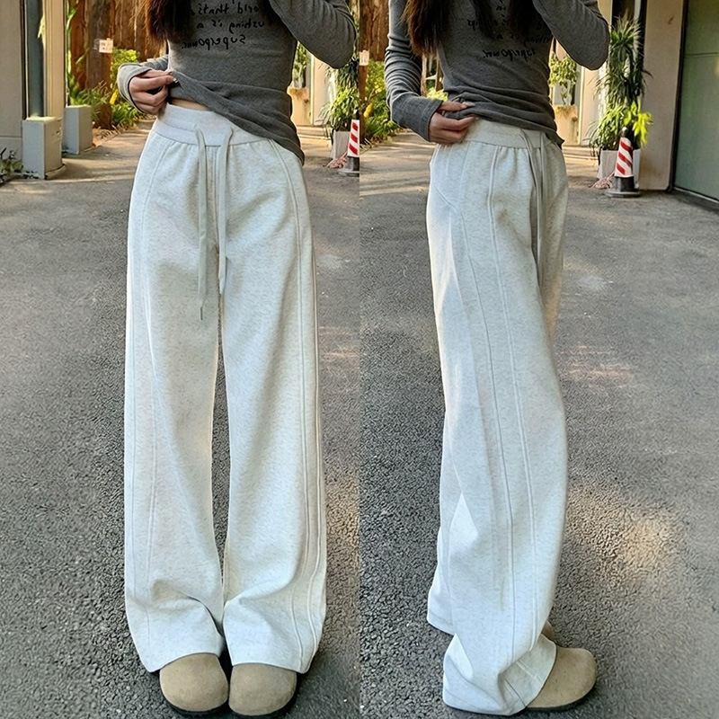 Banana-Style Wide-Leg Pants for Women, Spring and Autumn 2026 New Model, Thin Sports Pants, Lazy Style, Petite Casual Straight-Leg Sweatpants