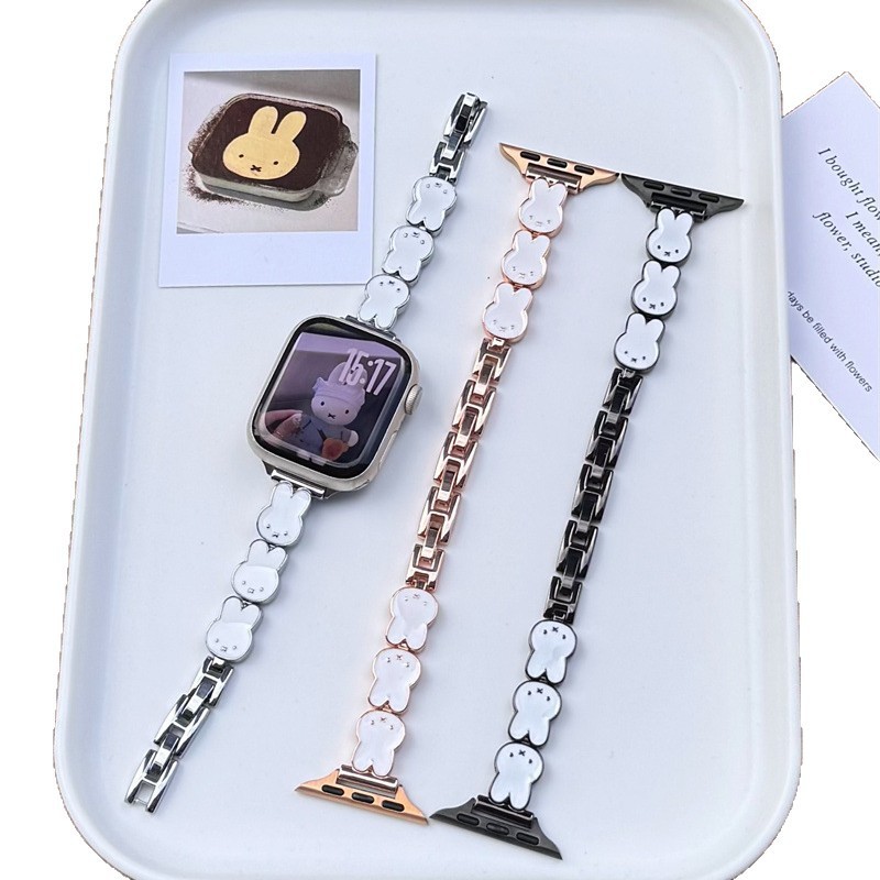 Cute Miffy Rabbit Watch Strap Suitable for Apple, Huawei, Xiaomi and Samsung, Interface 14mm Universal Alloy Fashion Watch