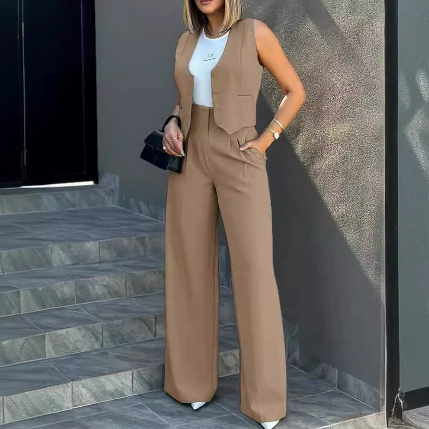 2025 Европейский и американский трансграничный внешнеторговый новый модный костюм жилет широкие брюки повседневный костюм