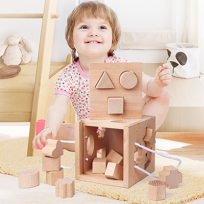 Montessori sensorial ayuda de enseñanza infantil juguetes de clasificación de geometría caja de entrada de geometría edición internacional