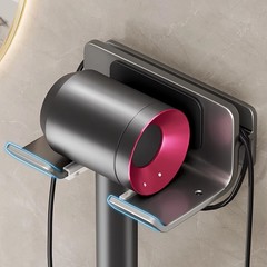 バスルームの壁掛け式ヘアドライヤーホルダー、穴あけ不要、バスルーム用ヘアドライヤー収納、軽くて豪華なスタイル