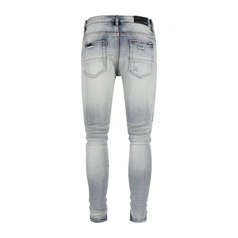 Джинсы (Jb amiri tide) с нашивками, узкий крой и эластичным низом, цвета 30–40