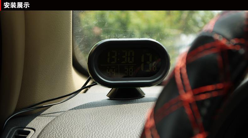 Creative Car Clock Car Thermometer Voltmeter Car Interior and Exterior Temperature Detection Car Digital Watch Luminous