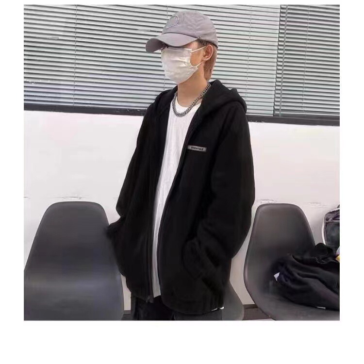 The double thread ESSENTIALS American style high street autumn and winter for men and women couples zipper fleece hooded sweater fashion The double thread ESSENTIALS American style high street autumn and winter for men and women couples zipper fleece hooded sweater fashion