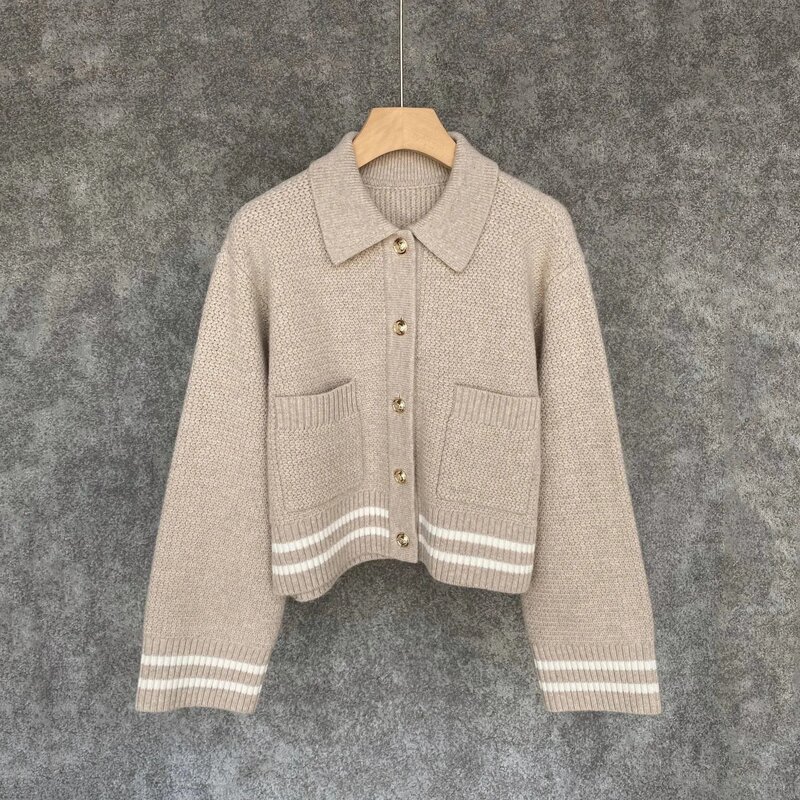 Source Factory for Women's Clothing Supports Agent Dropshipping Sd In-Stock Dd Oatmeal Color Wide-Sleeve Wool Cardigan 488