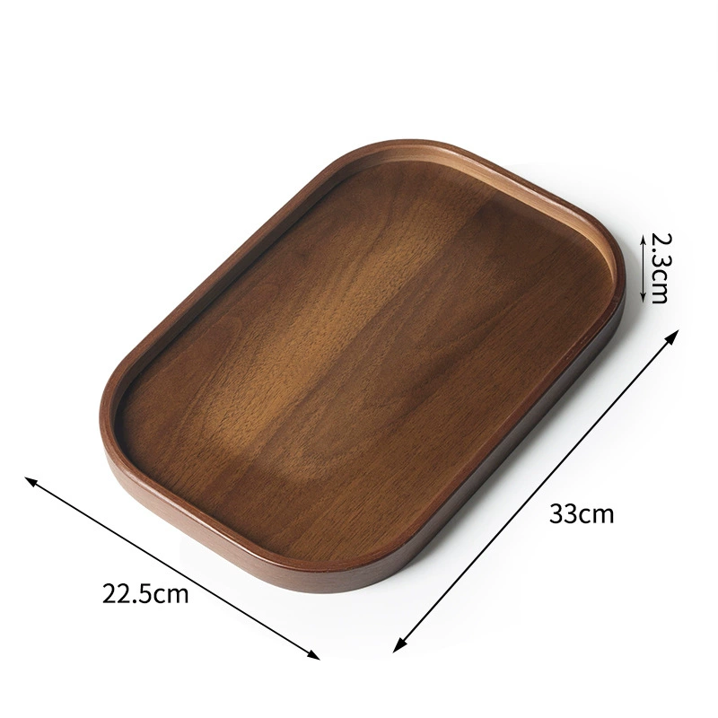 Creative Walnut Wood Serving Set: Rectangular Dinner Plate & Teacup Tray, Internet Celebrity Favorite
